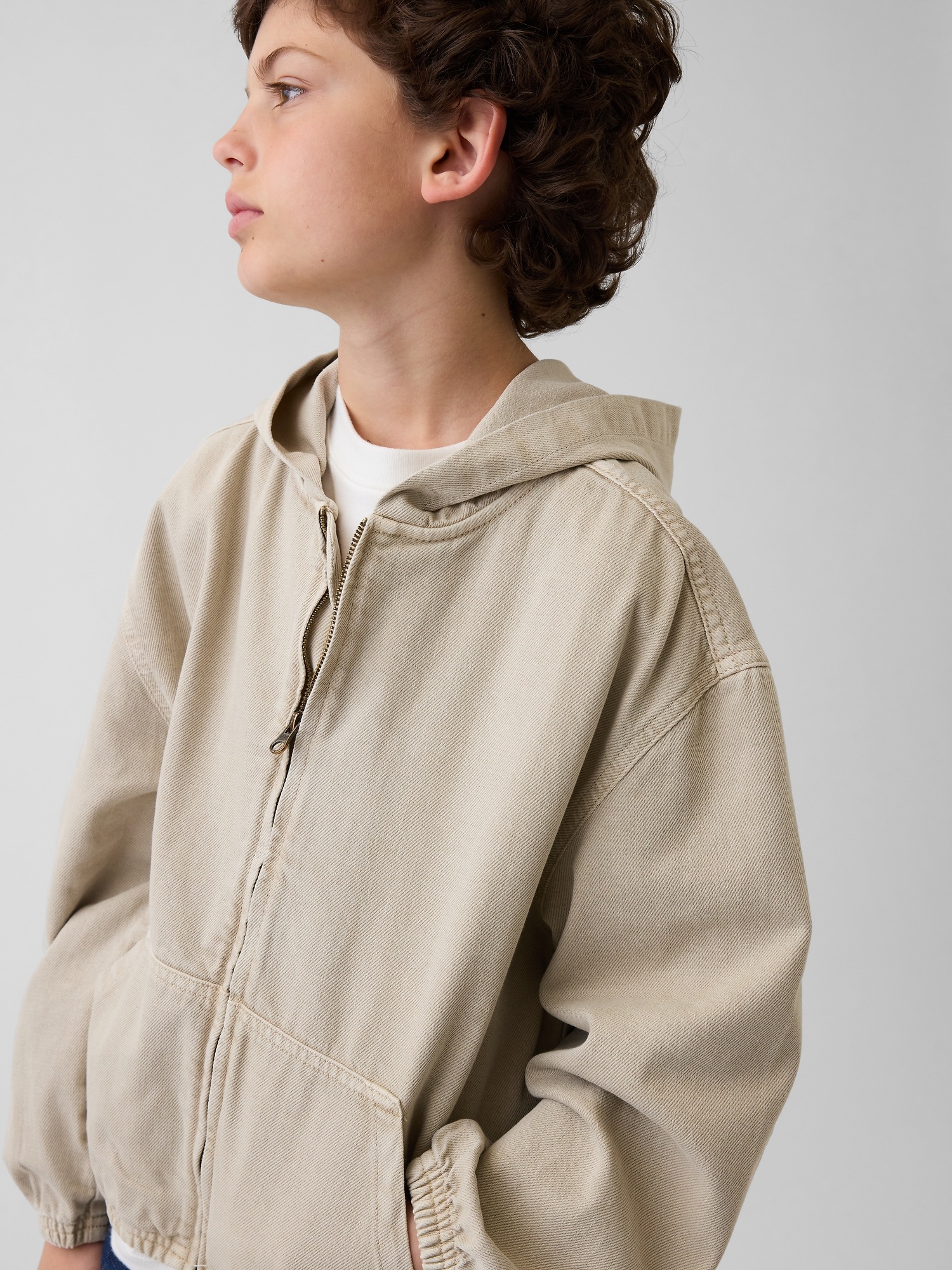 Детская куртка Gap Denim Relaxed Hooded, цвет: Bedrock — фото 5