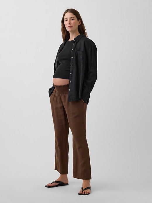 Image number 1 showing, Maternity Cotton Gauze Full Panel Pants