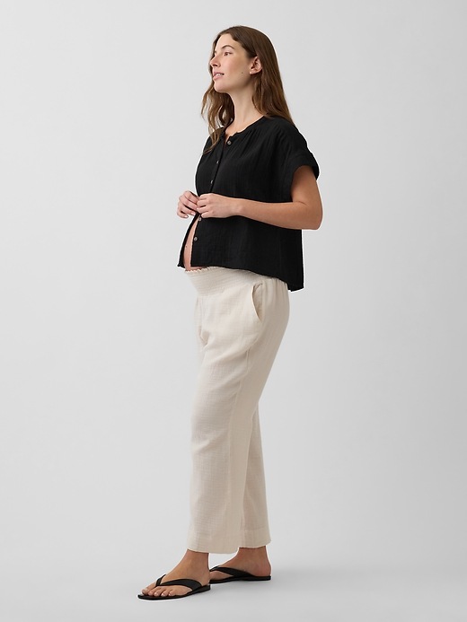 Image number 3 showing, Maternity Cotton Gauze Full Panel Pants