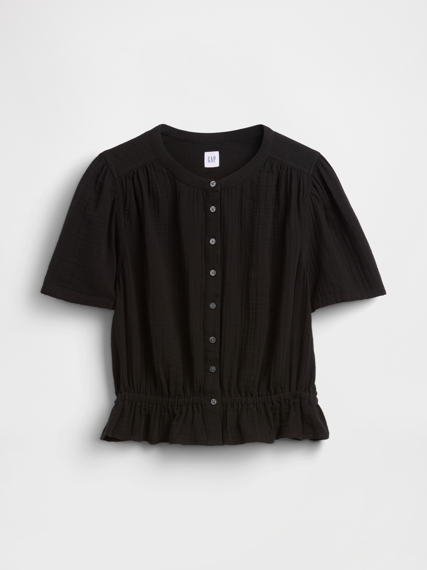 Женский топ Gap Cotton Gauze Crop Peplum Top, цвет: Чёрный — фото 5