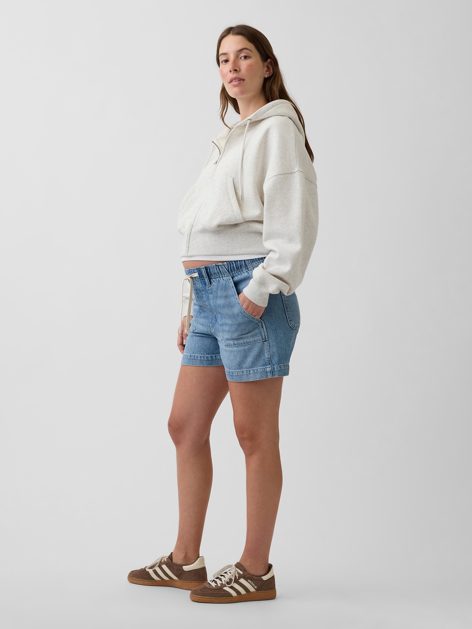 Maternity Full Panel UltraSoft Denim Easy Shorts