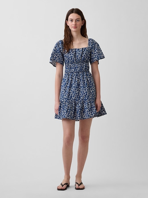 Image number 1 showing, Poplin Flutter-Sleeve Mini Dress