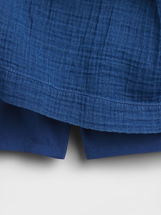Image number 5 showing, Cotton Gauze Denim Smocked Waist Mini Skort