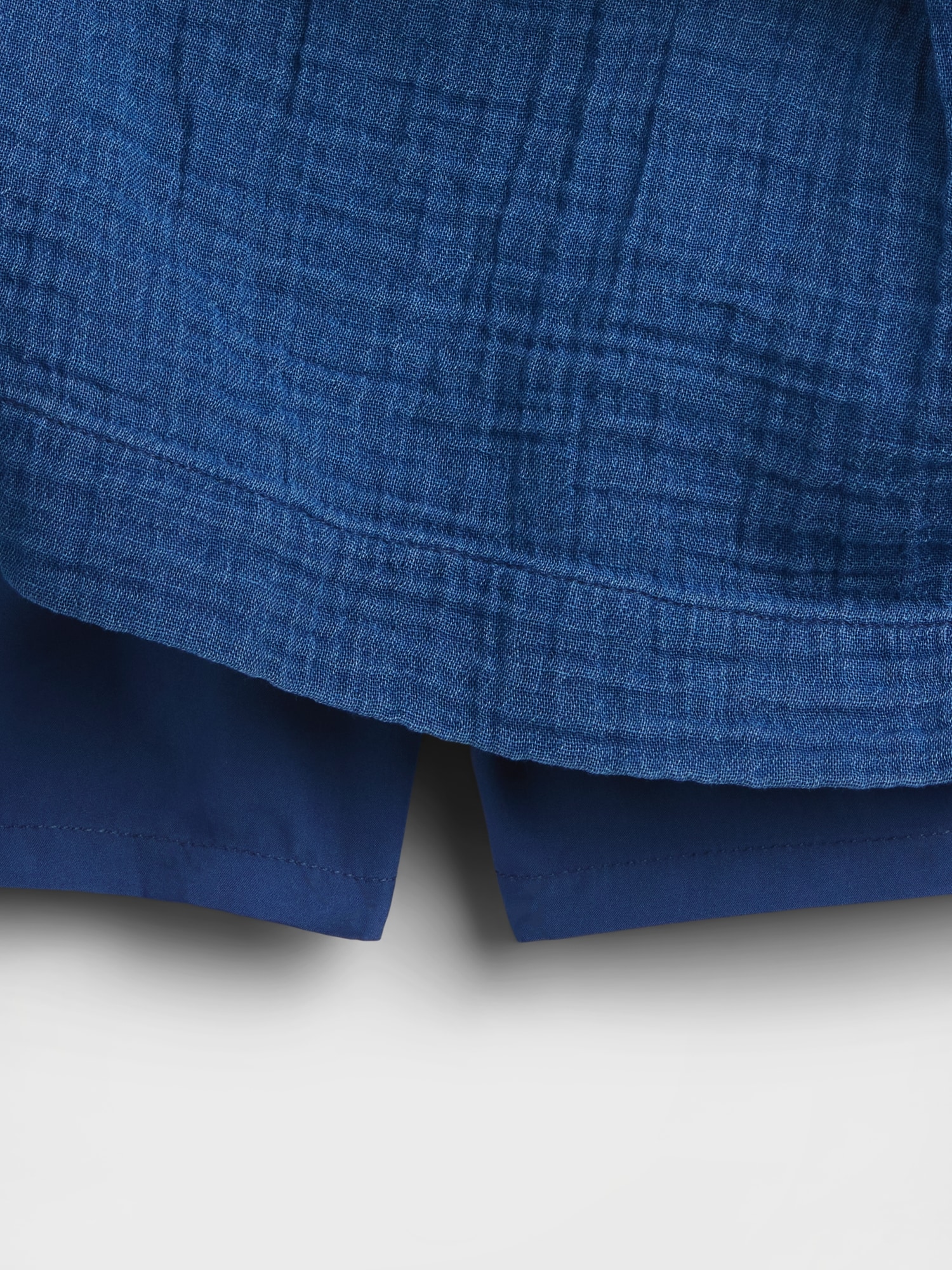 Cotton Gauze Denim Smocked Waist Mini Skort