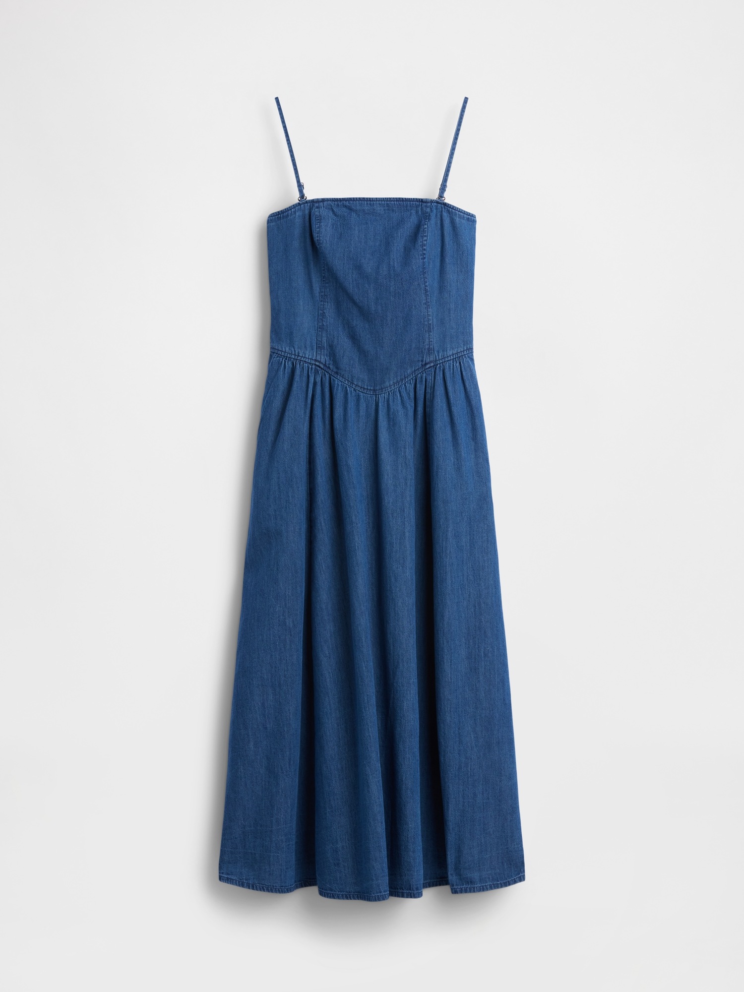 Женское платье Gap Strapless Denim Maxi, цвет: Тёмная варка — фото 5