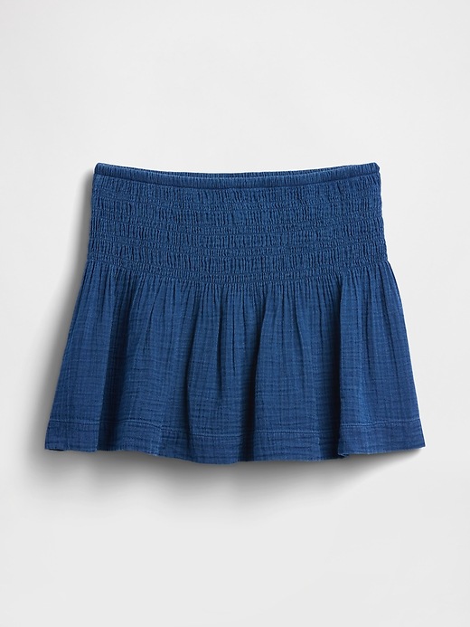 Image number 6 showing, Cotton Gauze Denim Smocked Waist Mini Skort