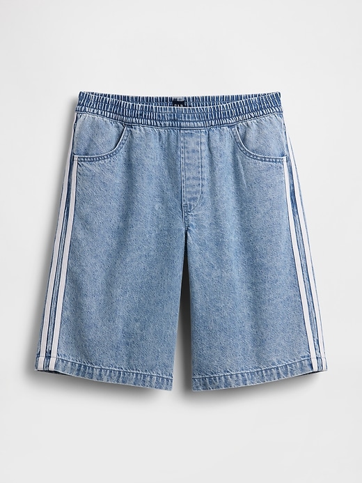 Image number 5 showing, 11" Mid Rise UltraSoft Easy Stripe Longline Denim Shorts