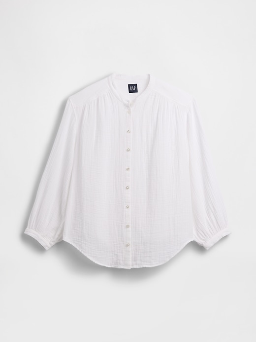 Image number 5 showing, Cotton Gauze Oversized Collarless Shirt