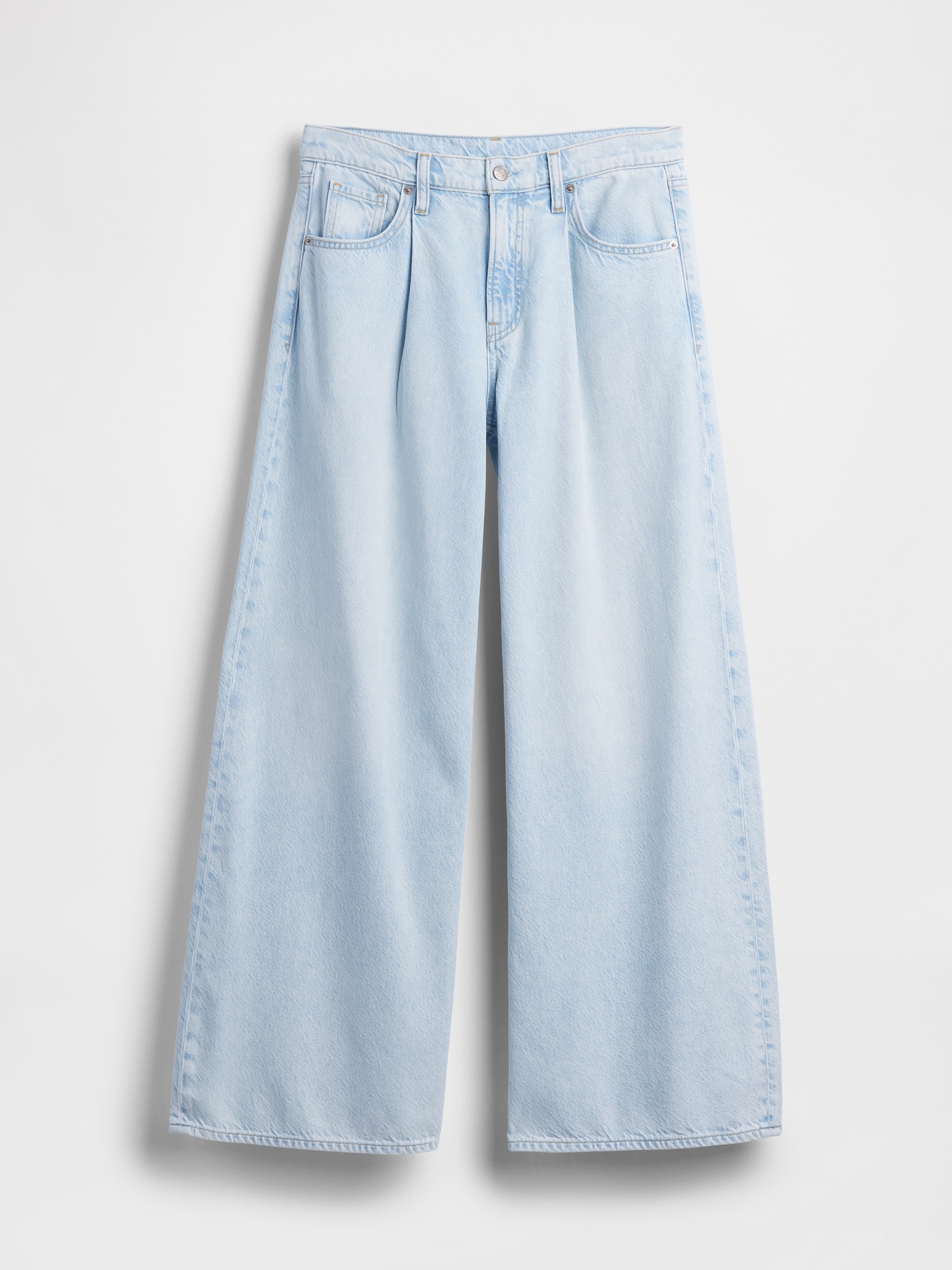 Mid Rise UltraSoft Pleated Baggy Jeans