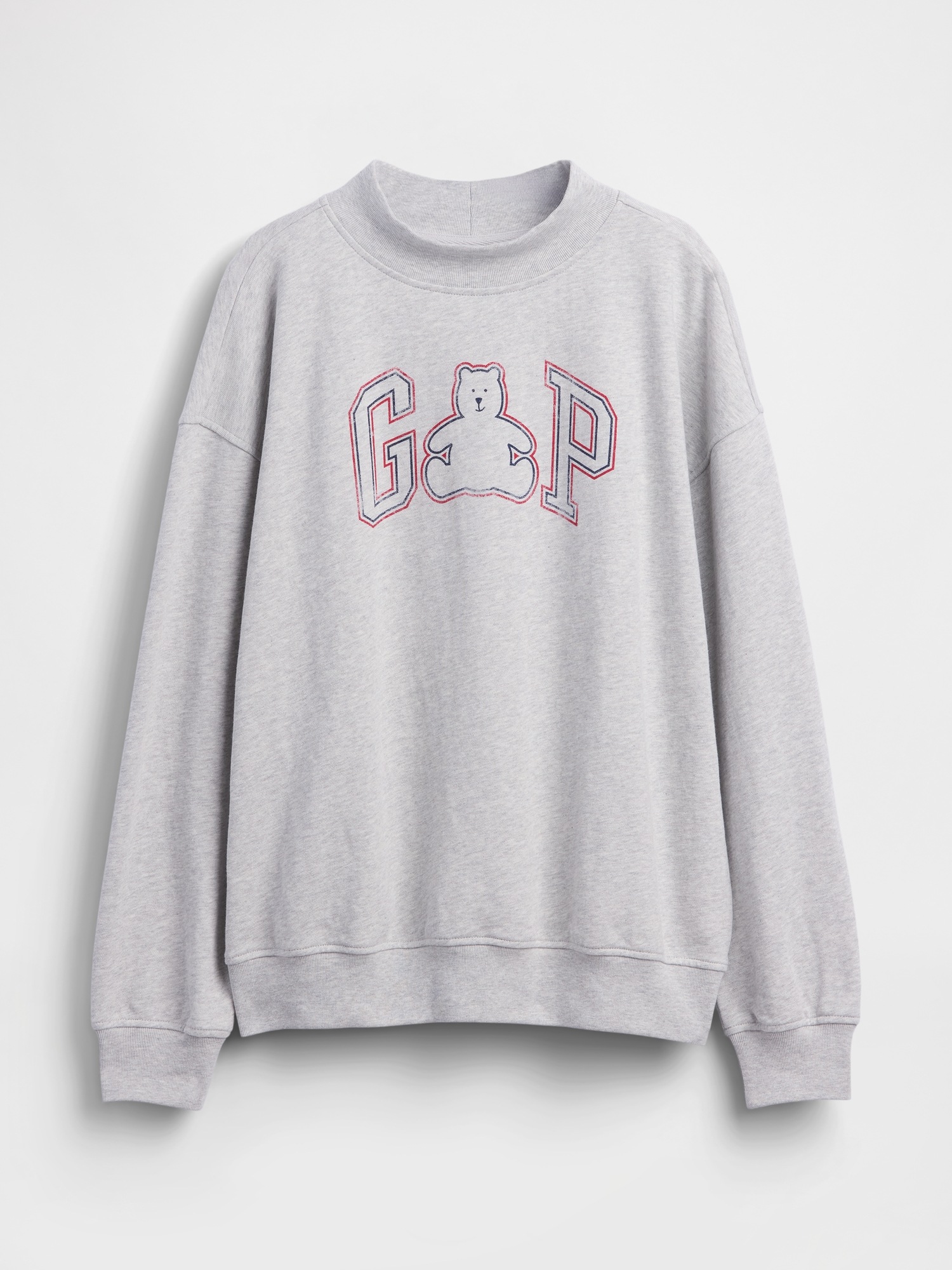 Женский свитшот Gap VintageSoft Terry Oversized Mockneck Logo, цвет: Меланжевый серый — фото 5