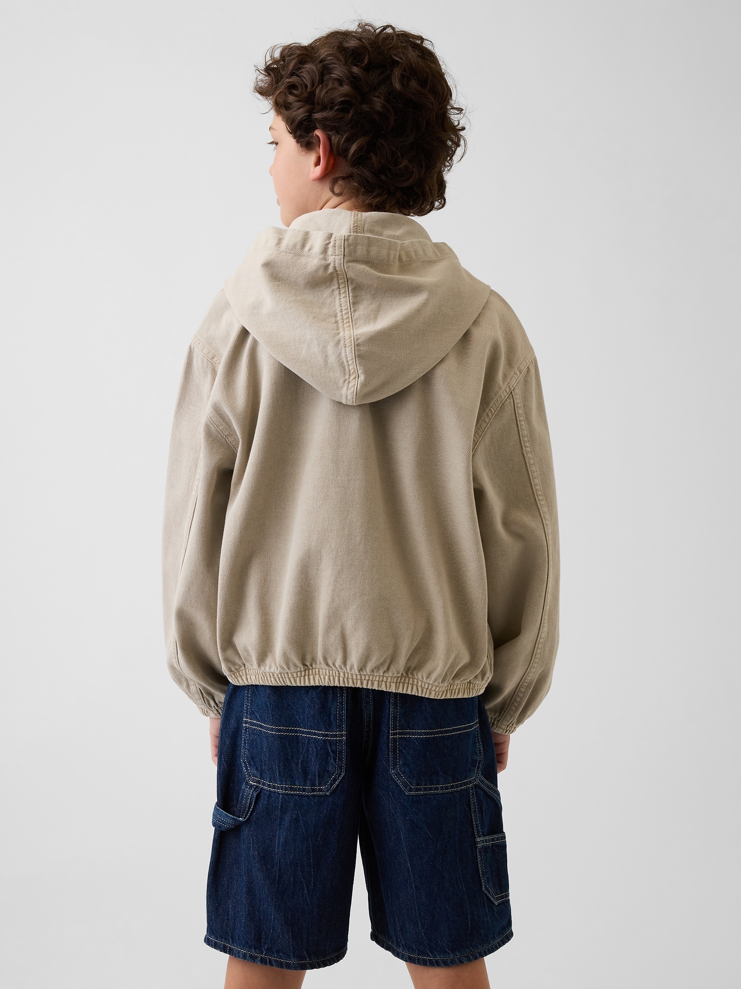 Детская куртка Gap Denim Relaxed Hooded, цвет: Bedrock — фото 3