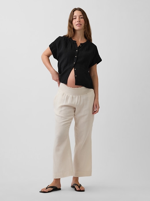 Image number 1 showing, Maternity Cotton Gauze Full Panel Pants