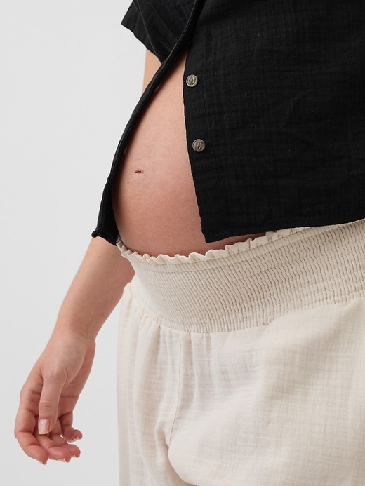 Image number 4 showing, Maternity Cotton Gauze Full Panel Pants