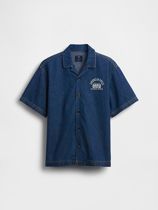 Image number 2 showing, Kids Denim Relaxed New York Logo Shirt