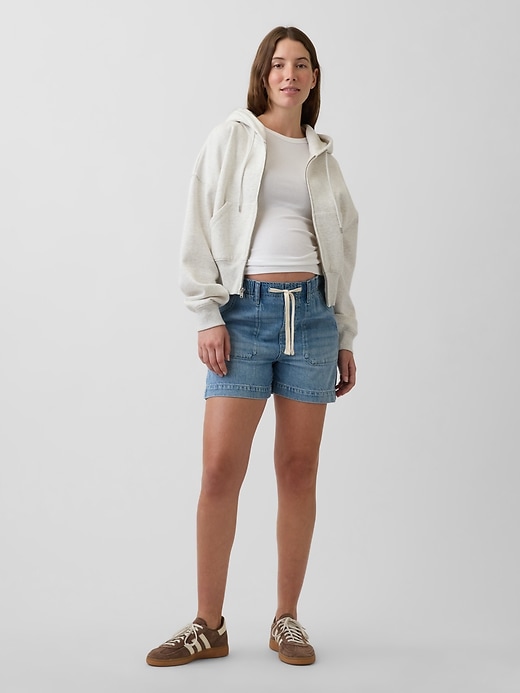 Image number 1 showing, Maternity Full Panel UltraSoft Denim Easy Shorts