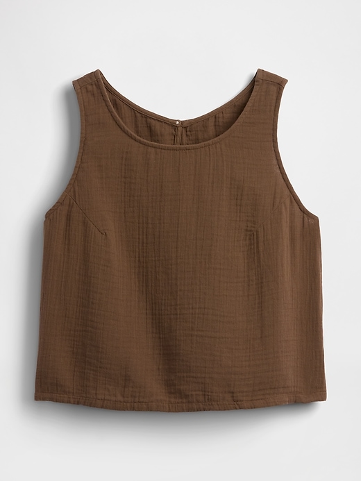 Image number 1 showing, Cotton Gauze Racer Shell Tank Top