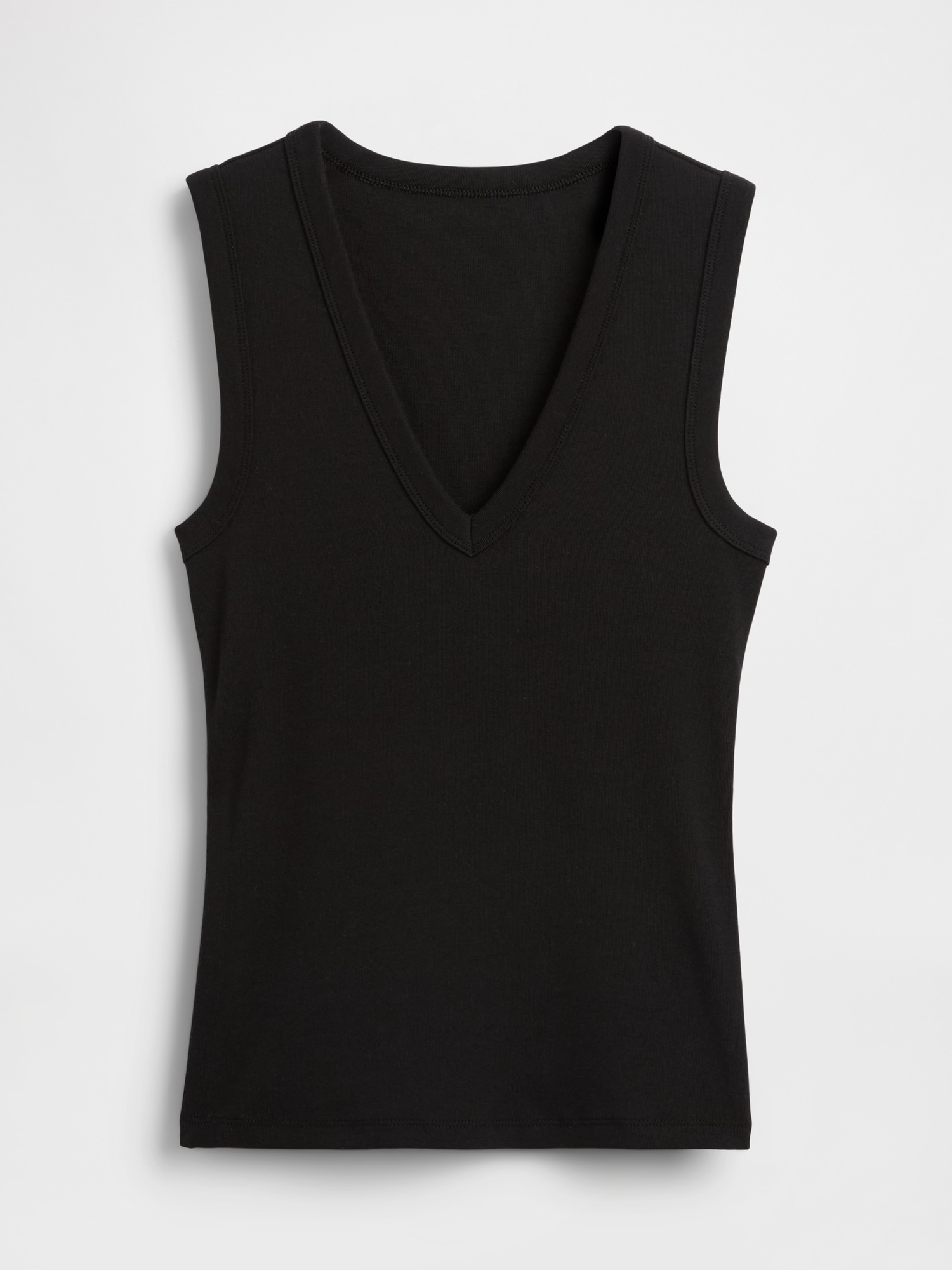 Женский топ Gap Modern V-Neck Tank Top, цвет: Чёрный — фото 5