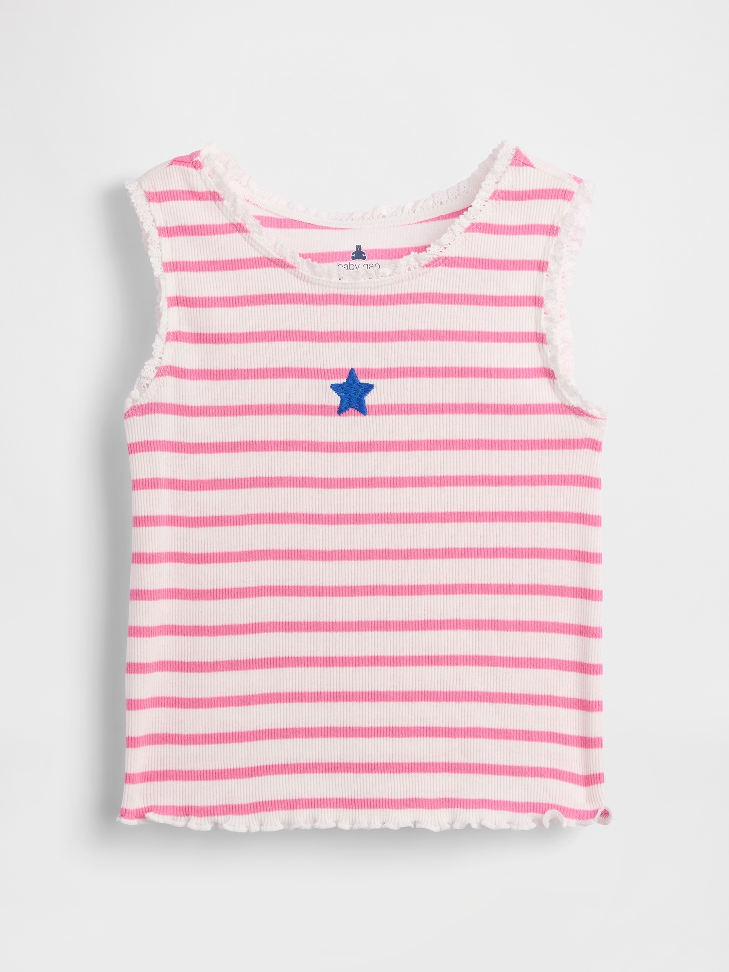 Топ Gap Graphic Stripe Rib Tank Top для малышей, цвет: Розовый — фото 2