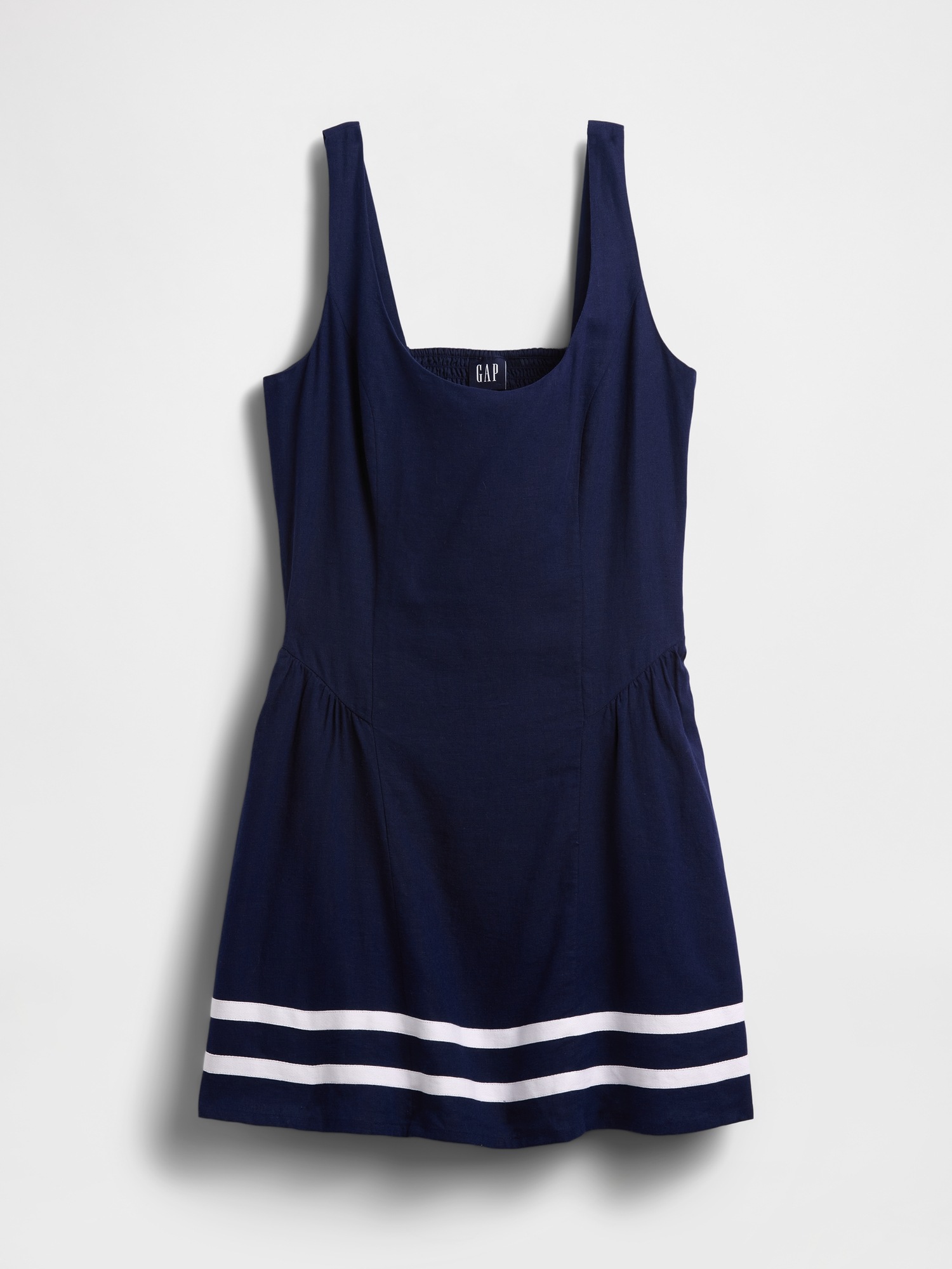 Женское платье Gap Linen-Blend Drop-Waist Mini, цвет: Синий — фото 4