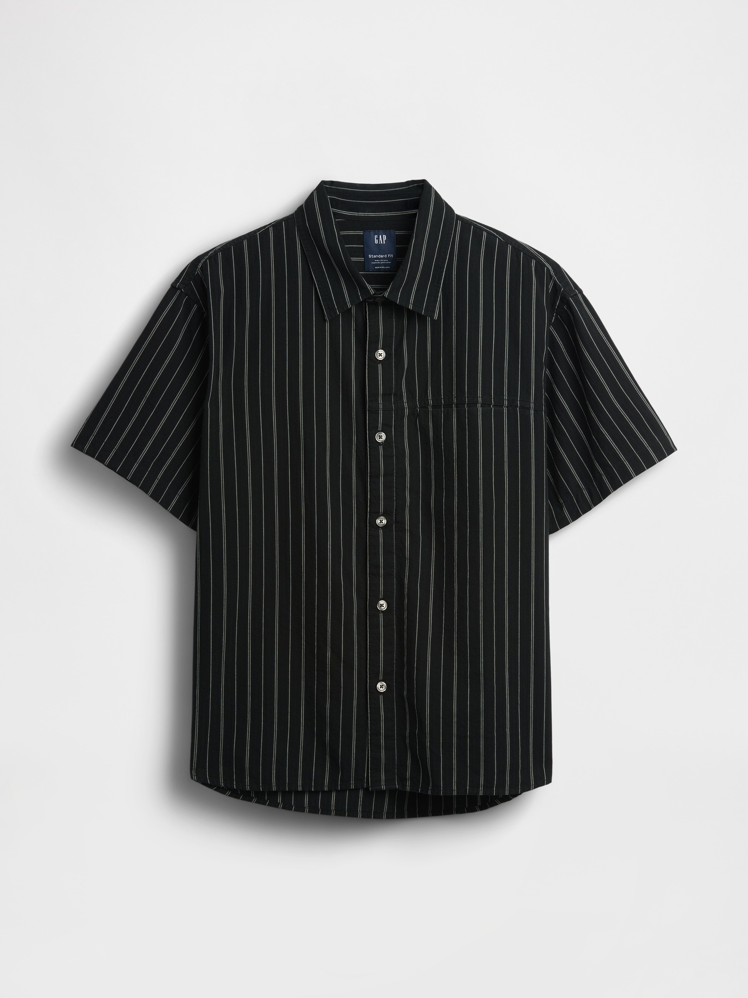Мужские рубашки Gap Seersucker Stripe Relaxed Curved-Hem Shirt — фото 5