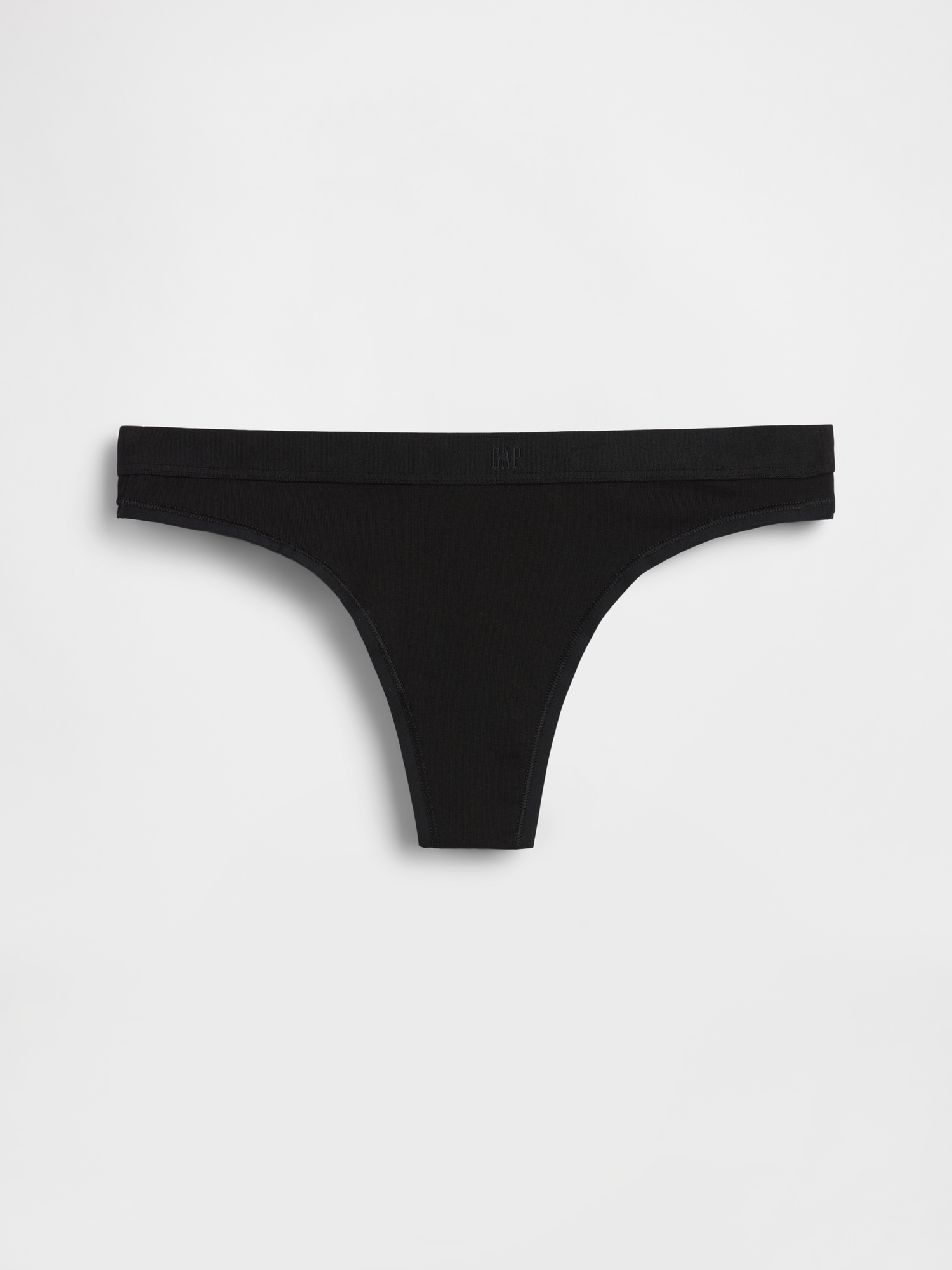 Gap Organic Stretch Cotton Logo Thong In Black