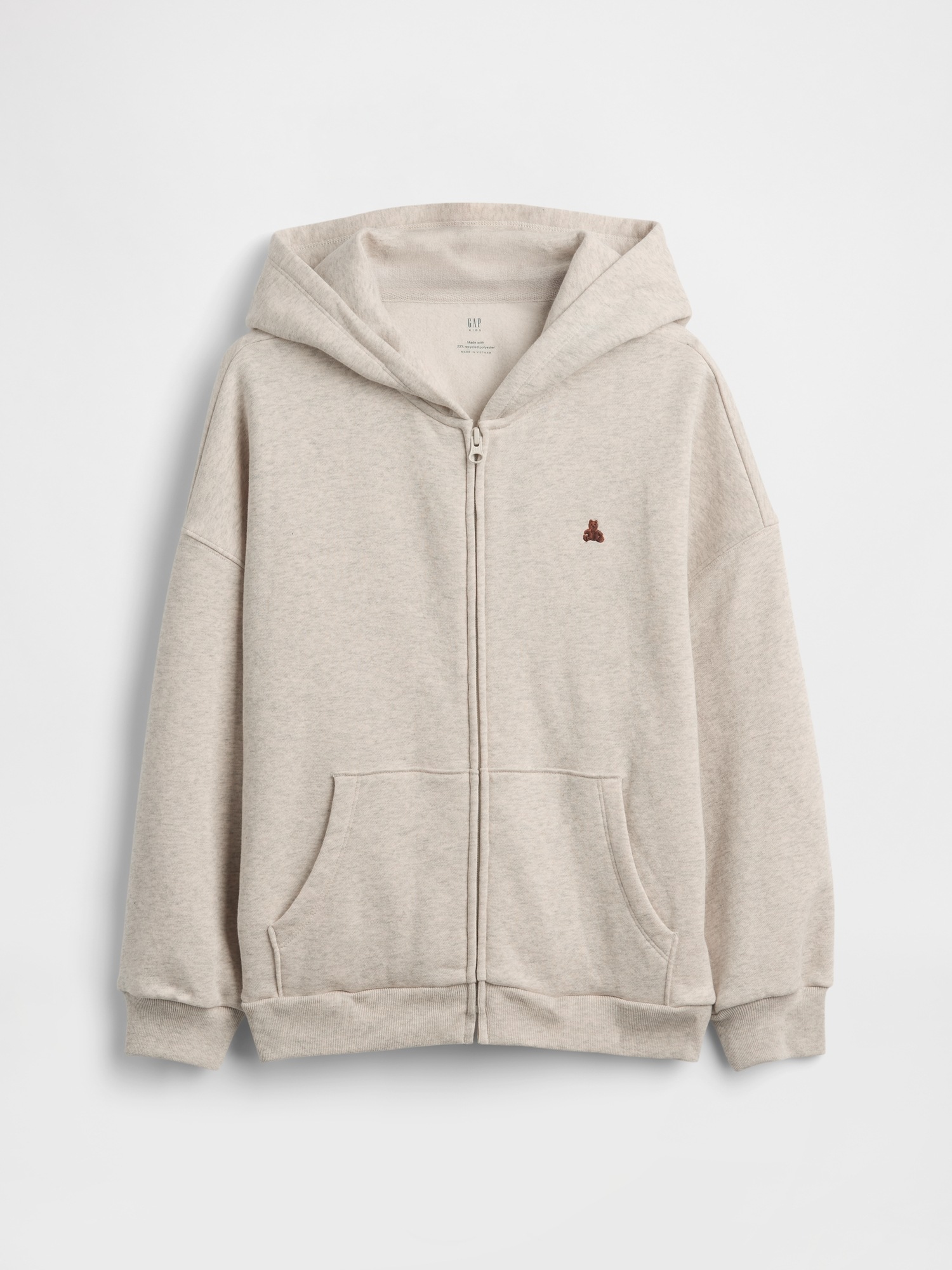 Детское худи Gap VintageSoft Oversized Zip, цвет: Светлый серый меланжевый — фото 2
