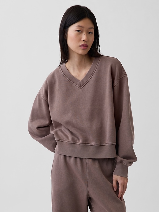Image number 1 showing, VintageSoft Oversized V-Neck Sweatshirt