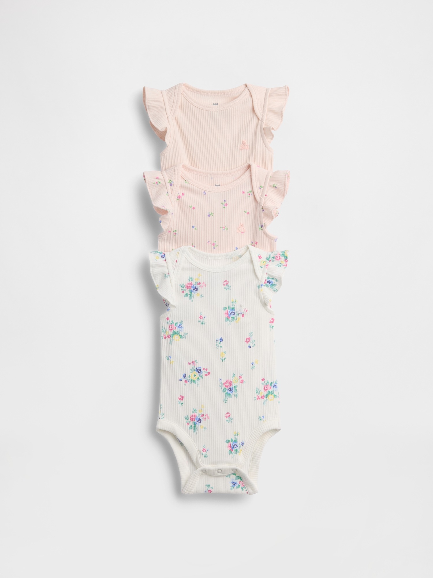 Детские боди Gap First Favorites TinyRib с оборками (3 шт)