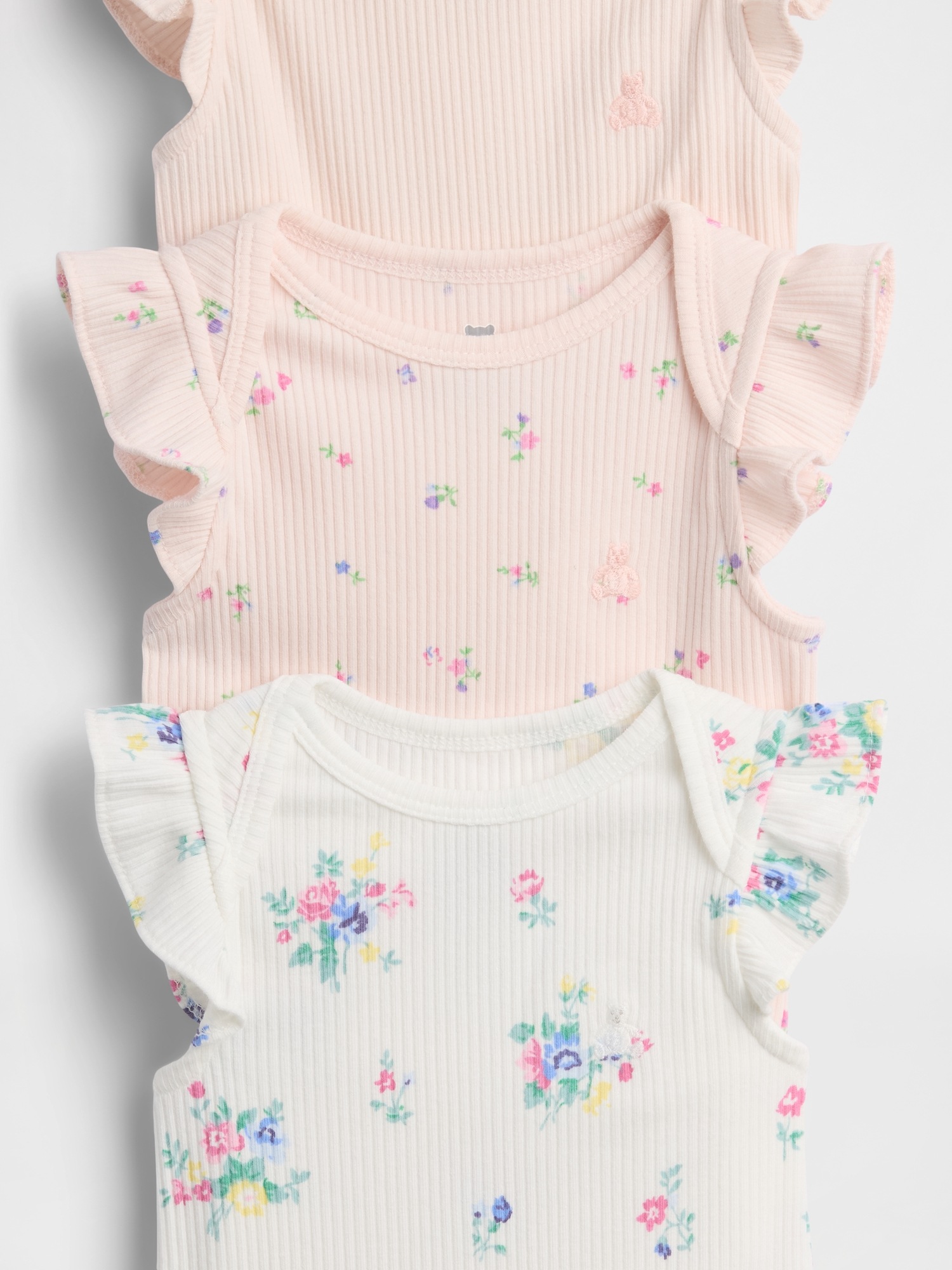 Детские боди Gap First Favorites TinyRib с оборками (3 шт) — фото 3
