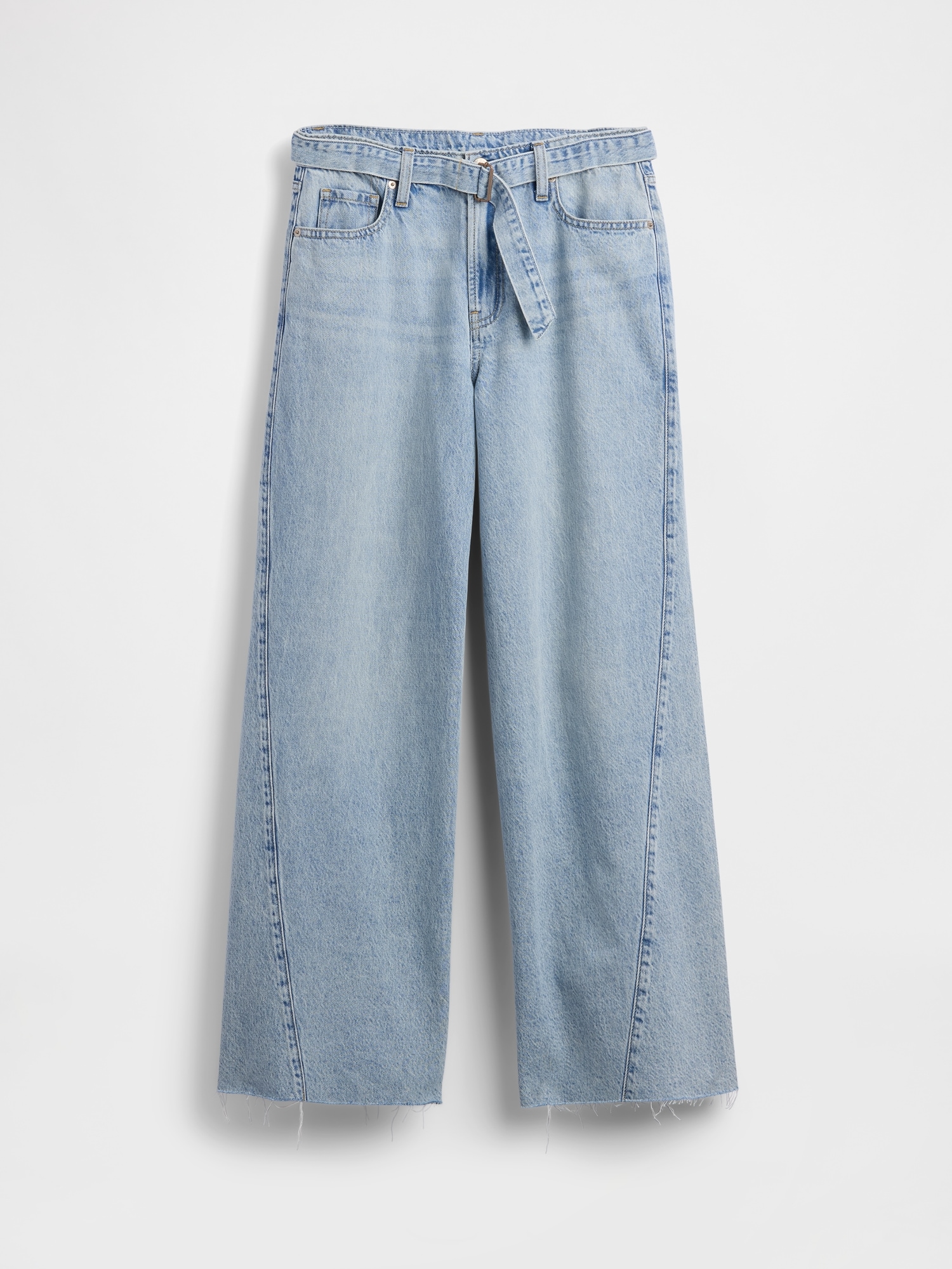 Mid Rise Belted Baggy Jeans
