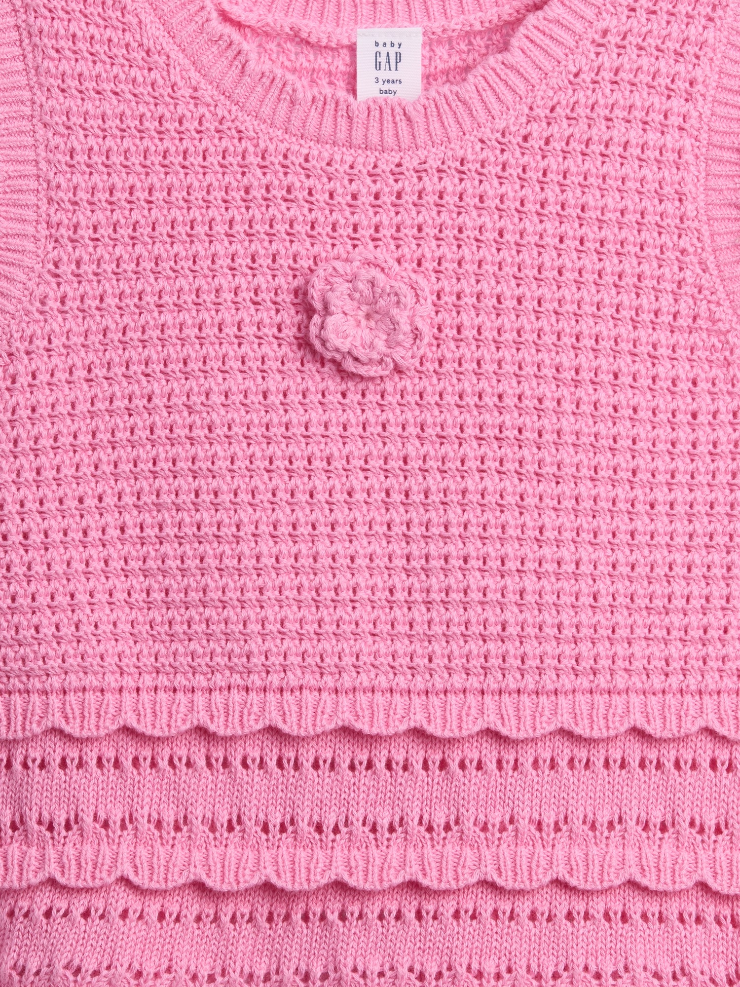 Топ Gap Crochet Tank Top для малышей, цвет: Розовый фламинго — фото 2