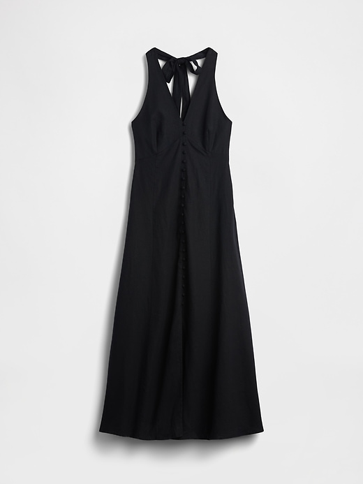 Image number 5 showing, Linen-Blend Halter Maxi Dress