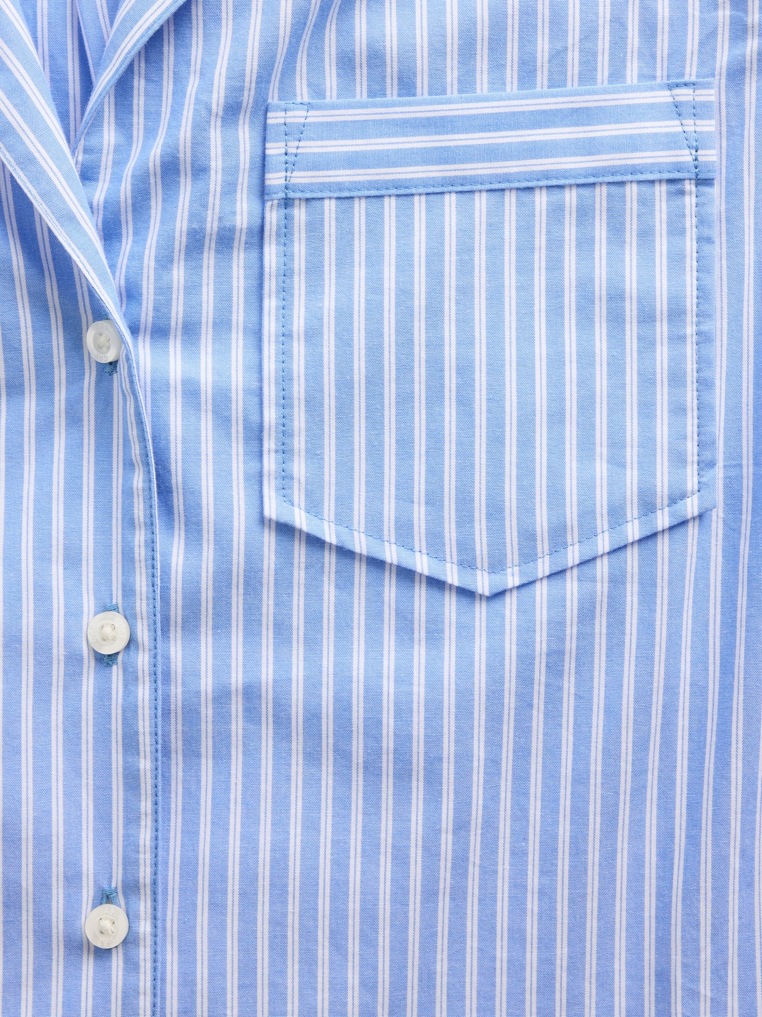 Женская рубашка Gap Poplin Crop PJ, цвет: Синий полосатый — фото 4