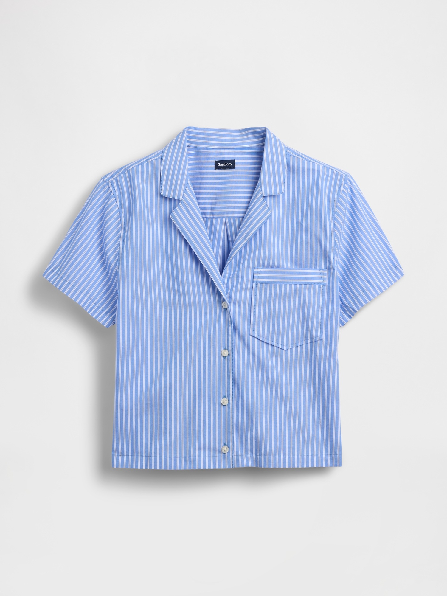 Женская рубашка Gap Poplin Crop PJ, цвет: Синий полосатый — фото 5