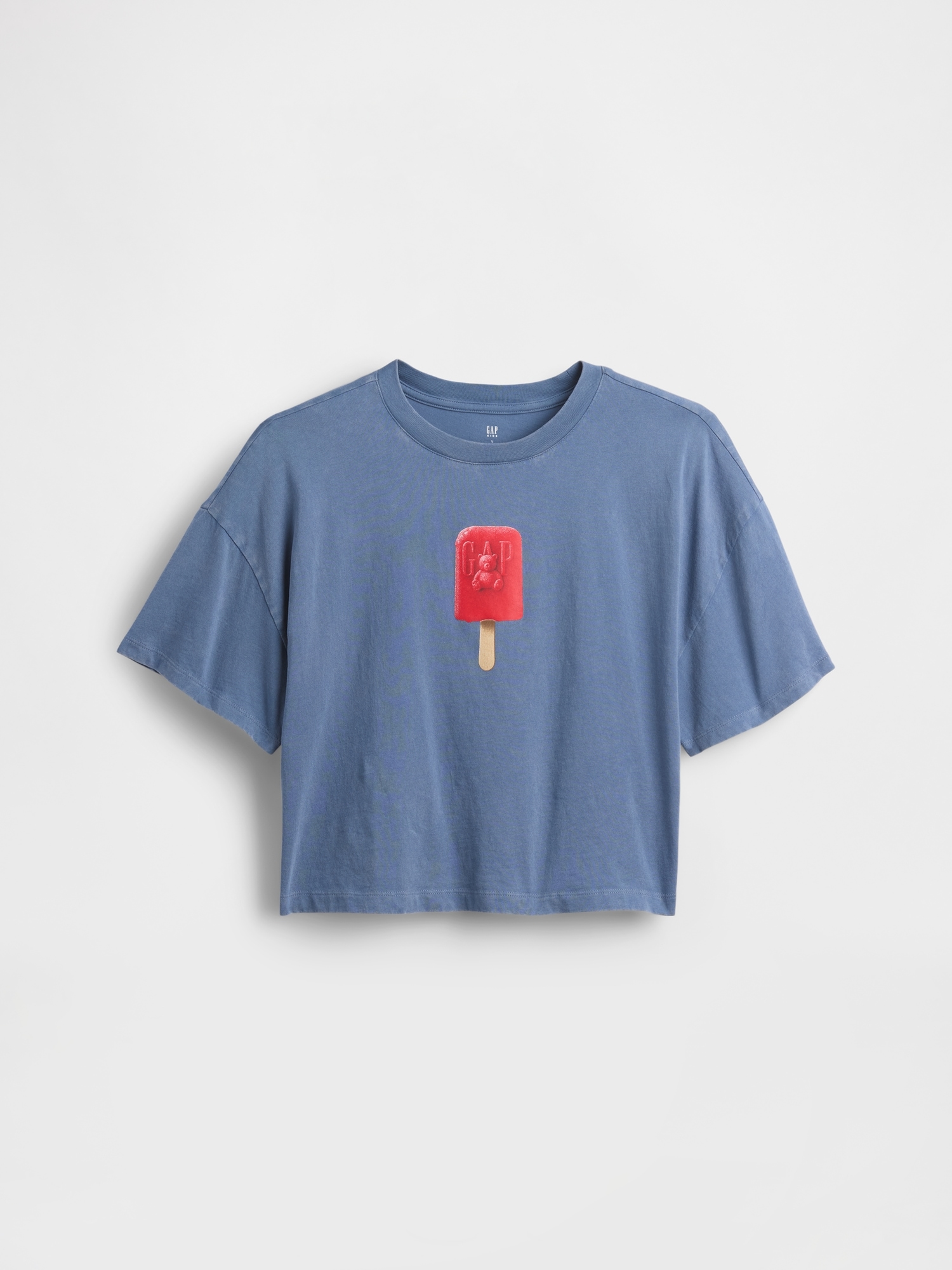 Детская футболка Gap State Logo Oversized Boxy, цвет: Синий — фото 2