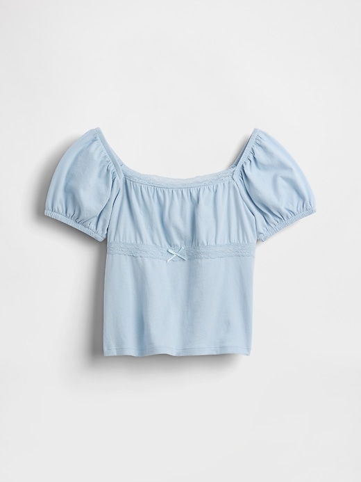 Image number 2 showing, Kids Lace-Trim Puff-Sleeve Top