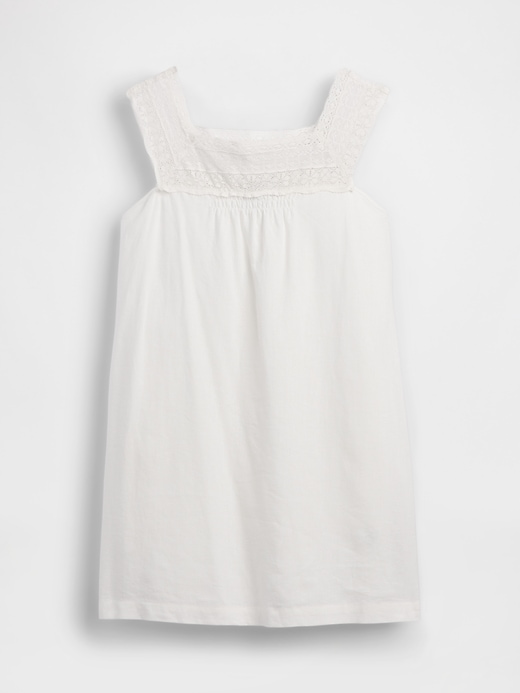 Image number 5 showing, Linen-Blend Crochet Yoke Mini Dress