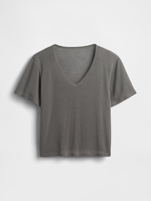 Image number 2 showing, Linen-Blend Relaxed V-Neck T-Shirt