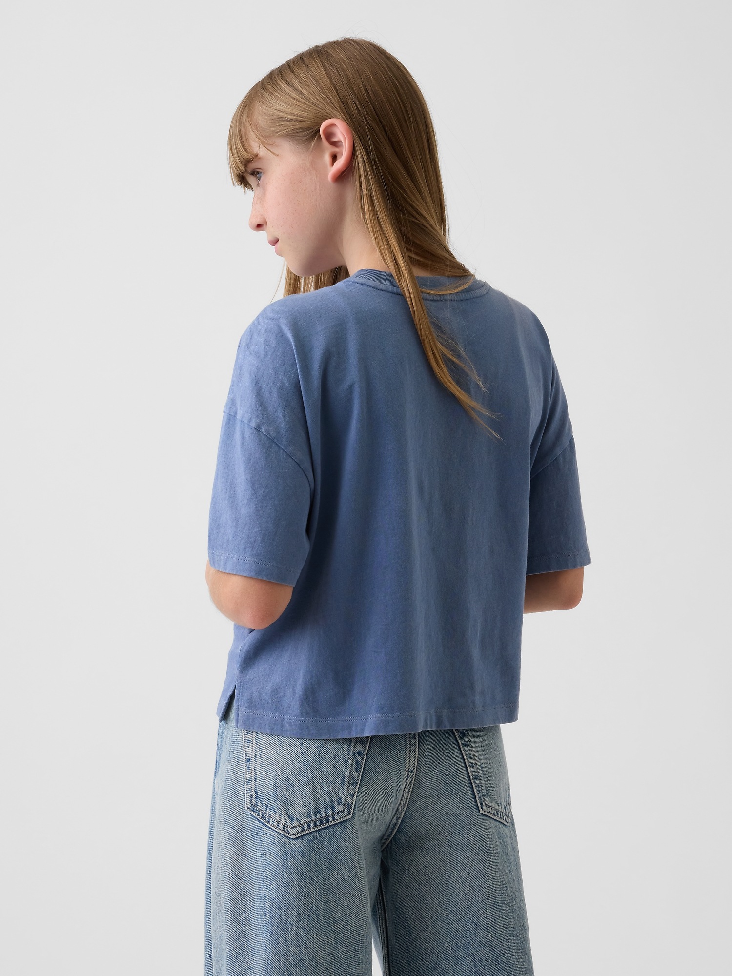 Детская футболка Gap State Logo Oversized Boxy, цвет: Синий — фото 3