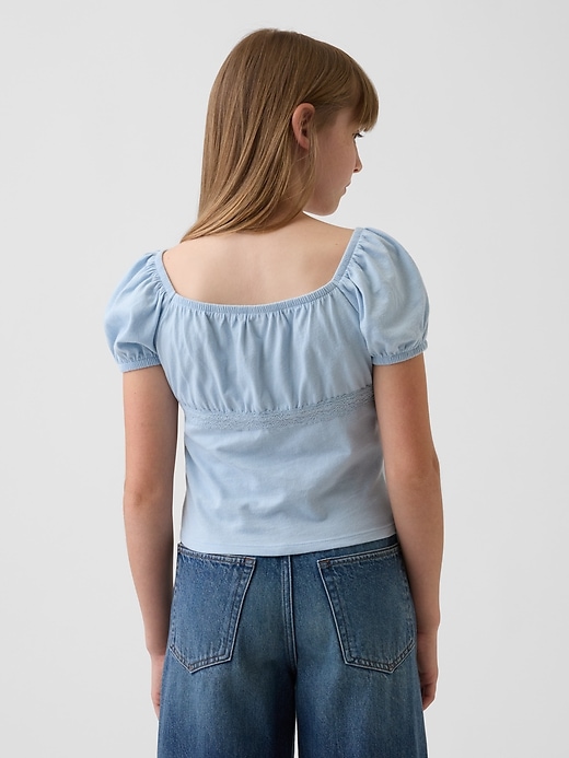 Image number 2 showing, Kids Lace-Trim Puff-Sleeve Top