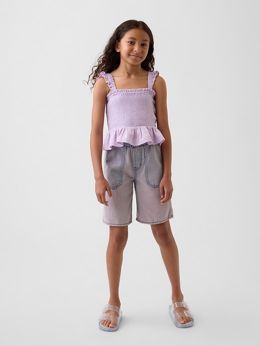 Image number 4 showing, Kids Cotton Gauze Smocked Peplum Top