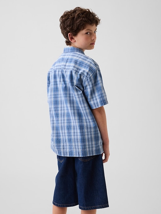 Image number 3 showing, Kids Textured Plaid Relaxed Vacay Shirt