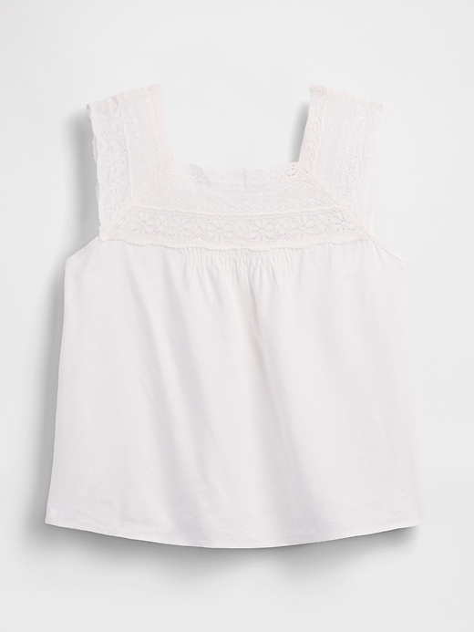 Image number 5 showing, Linen-Blend Crochet Square-Neck Top
