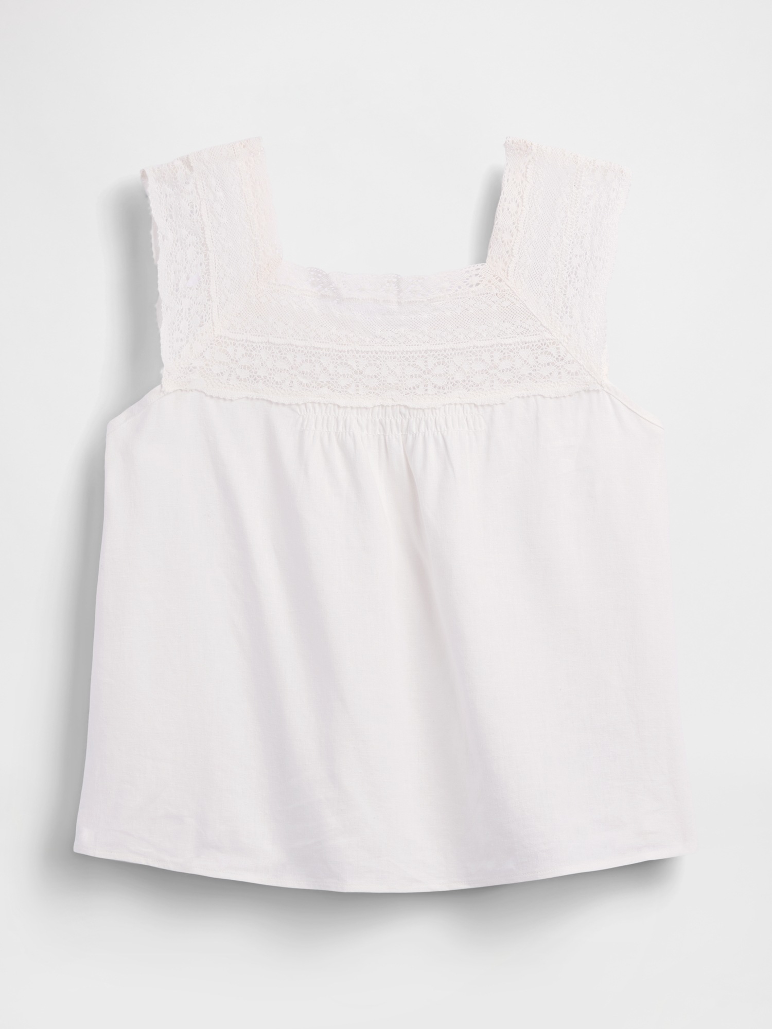 Женский топ Gap Linen-Blend Crochet Square-Neck Top, цвет: Молочный белый — фото 5