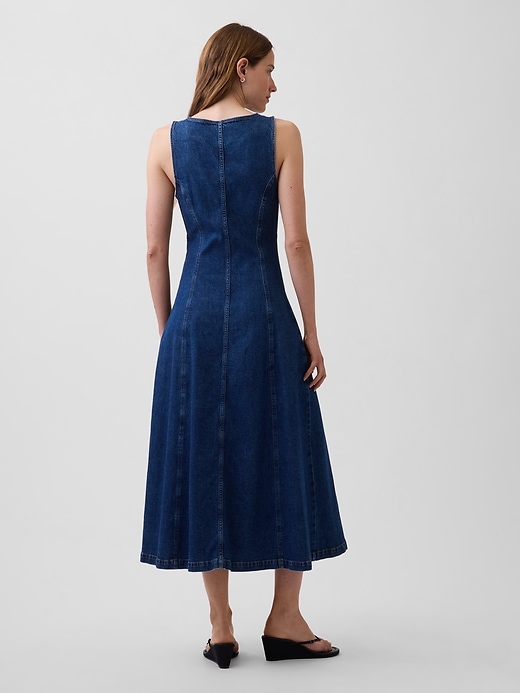 Image number 2 showing, Denim Seamed Zip-Front Midi Dress