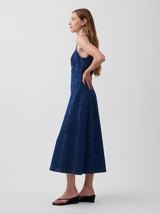 Image number 3 showing, Denim Seamed Zip-Front Midi Dress