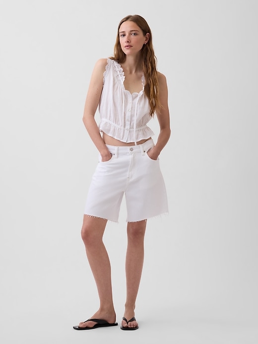 Image number 2 showing, Eyelet Tie-Front Crop Peplum Top