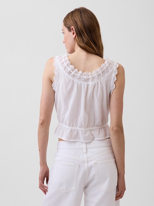 Image number 3 showing, Eyelet Tie-Front Crop Peplum Top