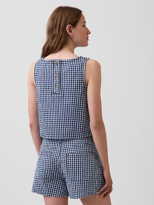 Image number 3 showing, Gingham Denim Crop Shell Tank Top