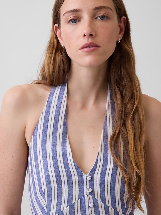 Image number 4 showing, Linen-Blend Halter Maxi Dress
